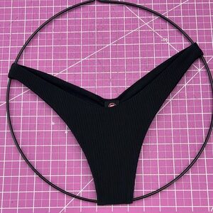 Demon Bikini Handmade Swim Black Ribbed Cheeky Bikini Bottom Medium Beach